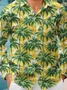 Moisture Wicking Botanical Coconut Tree Floral Chest Pocket Long Sleeve Casual Shirt
