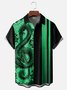 Music Dragon Chest Pocket Short Sleeve Bowling Shirt