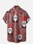 Men's Santa Print Casual Breathable Short Sleeve Shirt