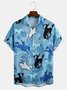 Mens Cowboy Print Lapel Loose Chest Pocket Short Sleeve Funky Aloha Shirts