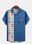 Mens LGBT Colorful Butterfly Print Lapel Loose Chest Pocket Short Sleeve Funky Hawaiian Shirt