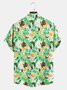 Holiday Style Hawaiian Series Plant Leaves And Fruit Elements Lapel Short-Sleeved Shirt Print Top