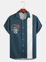 Mens Basketball Print Lapel Fit Chest Pocket Short Sleeve Funky Hawaiian Shirt