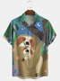 Mens Family Love Folivora Print Lapel Loose Short Sleeve Funky Hawaiian Shirt