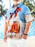 Big Size Rooster Chest Pocket Short Sleeves Hawaiian Shirt