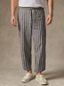 Cotton Striped Casual Cropped Pants