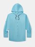 Cotton Plain Long Sleeve Casual Hooded Shirt