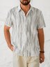 Cotton Linen Geometric Print Casual Short Sleeve Shirt