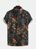 Men‘s Ethnic Style Flower Printed Casual Breathable Short Sleeve Shirts