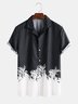 White-Black Casual V Neck Cotton Shirt