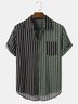 Men's Printed Striped Shirt Collar Shirt