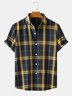 Mens Check Plaid Button Up Cotton Casual Short Sleeve Shirt