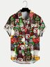 Mens Beer Bottles Print Pocket Lapel Casual Loose Short Sleeve Hawaiian Shirt