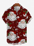Mens Christmas Santa Print Round Hem Loose Short Sleeve Shirt