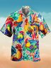 Mens Rooster Print Retro Breathable Hawaiian Shirt