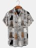 Holiday Leisure Animal Element Cat Pattern Hawaiian Style Printed Shirt Top