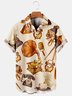 Mens Vintage Gramophone Casual Breathable Short Sleeve Hawaiian Shirt