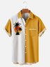 Mens Coconut Tree Printed Breathable Casual Hawaiian Short Sleeve Shirt