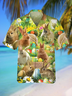 Casual Festive Collection Easter And Easter Egg Pattern Lapel Short Sleeve Print Shirt Top