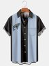 Mens Love Earth Whale Print Casual Breathable Chest Pocket Short Sleeve Bowling Shirts