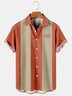Mens Color-block Striped Casual Breathable Short Sleeve Bowling Shirts