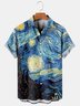 Mens Retro Van Gogh Short Sleeve Shirt Lapel Loose Funky Hawaiian Shirts