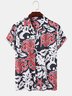Mens Floral Print Casual Breathable Short Sleeve Shirt