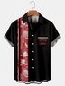 Resort Style Hawaiian Series Geometric Stripes And Coconut Tree Elements Lapel Short-Sleeved Shirt Print Top