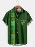 Resort Style Hawaiian Series Geometric Striped Element lLapel Short-Sleeved Shirt Print Top
