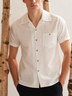 Cotton Linen Style American Casual Basic Versatile Linen Shirt