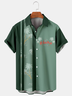 Resort Style Hawaiian Series Geometric Striped Coconut Tree Element Lapel Short-Sleeved Shirt Print Top