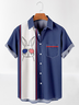 Mens Easter Bunny Rabbit American Flag Print Chest Pocket Loose Short Sleeve Hawaiian Shirts