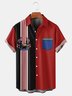 Independence Day Graphic Men's Casual Chest Pocket Short Sleeve Bowling Shirt