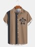 Mens Turtle Hibiscus Print Casual Breathable Short Sleeve Shirt