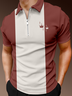 Casual Art Collection Striped Geometric Lapel Short Sleeve Polo Print Top