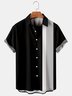 Casual Art Collection Geometric Stripe Pattern Lapel Short Sleeve Print Shirt Top