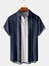 Mens Retro Striped Print Lapel Loose Chest Pocket Short Sleeve Classic Bowling Shirt