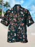 Mens Retro Floral Print Casual Breathable Short Sleeve Aloha Shirt