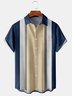 Casual Art Collection Geometric Stripe Pattern Lapel Short Sleeve Shirt Print Top