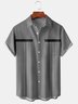 Casual Art Collection Geometric Stripes Color Block Pattern Lapel Short Sleeve Shirt Print Top