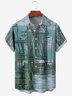 Men's Ocean Boat Print Moisture Absorbent Breathable Fabric Hawaiian Lapel Short Sleeve Shirt
