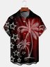 Mens Funky Stars Coconut Tree Hawaiian Print Front Buttons Soft Breathable Chest Pocket Casual Aloha Shirts