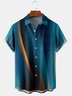 Mens Funky Lines Print Front Buttons Soft Breathable Chest Pocket Casual Aloha Shirts