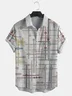 Cotton Linen Geometric Print Casual Short Sleeve Shirt