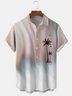 Men's Coconut Tree Element Graphic Gradient Print Short Sleeve Shirt