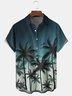 Men's Gradient Coconut Tree Print Casual Breathable Hawaiian Short Sleeve Shirt