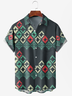 Men's Geometric Abstract Floral Print Moisture-Breathable Fabric Hawaiian Lapel Short Sleeve Shirt