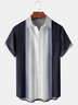 Mens Striped Front Buttons Soft Breathable Chest Pocket Casual Bowling Shirts
