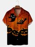 Men's Halloween Printed Casual Fabric Lapel Short Sleeve Hawaiian Shirt