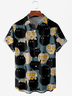Men's Pumpkin Cat Print Wrinkle Resistant Moisture Wicking Fabric Lapel Short Sleeve Hawaiian Shirt